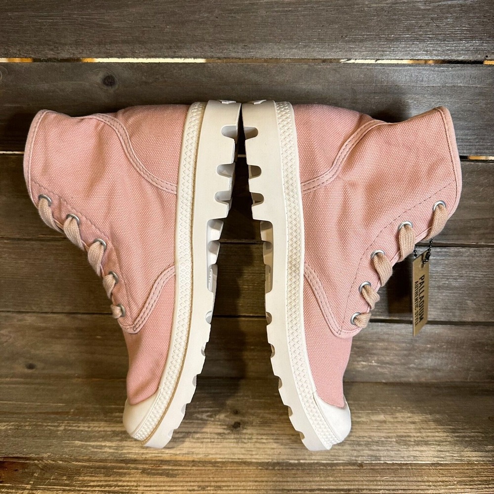 New Womens Palladium Pampa Hi Top Pink Canvas Shoes Sneakers Boots Size‎ 7.5 M - Picture 4 of 6